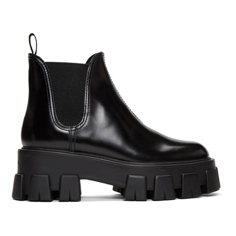 prada black platform boots